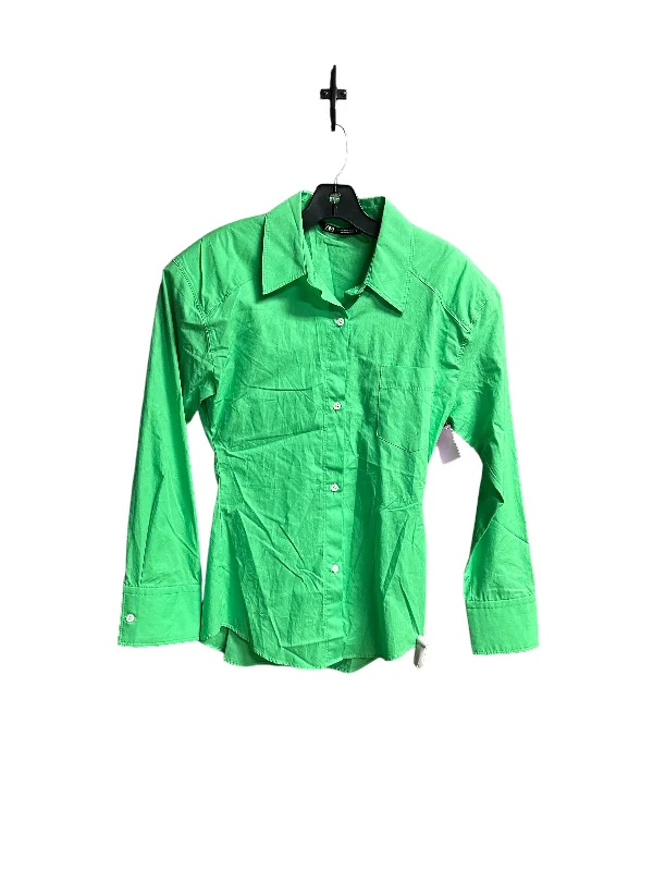 Weekend Deal Green Top Long Sleeve Zara, Size Xs