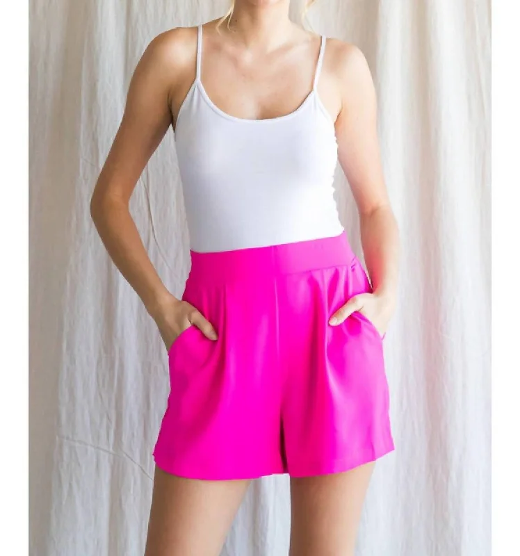 Major Savings Stylish Hot Pink Pleated Shorts