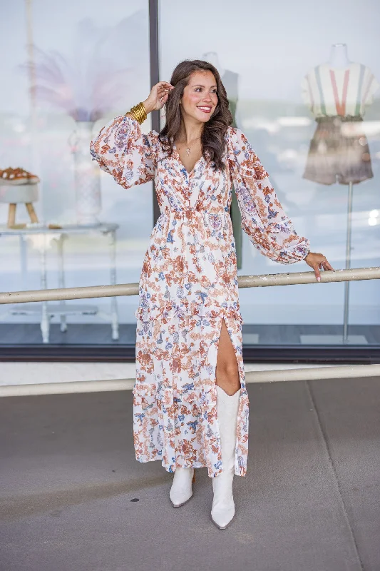 Exclusive Savings Paisley Elegance Cream Maxi Dress