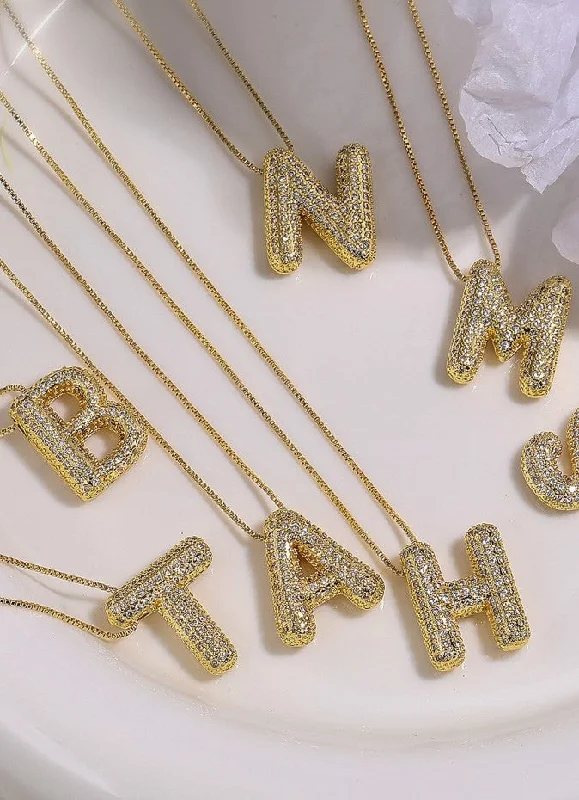 Can't Be Beat Pave Bubble Initial Necklace