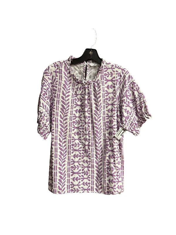 Discount Deals Purple & White Top Short Sleeve Thml, Size Xl