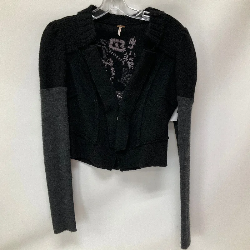 Limited Availability Sweater Cardigan By Free People In Black & Grey, Size: Xs