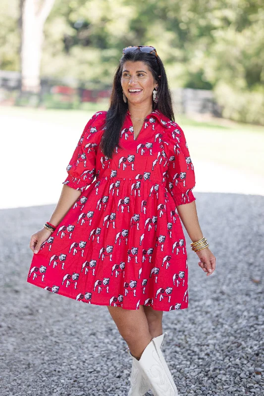 Mega Sale The Bulldogs Poplin Red Dress