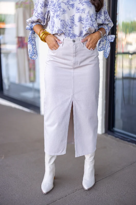 Last Chance Timeless Perfection Midi Ecru Skirt