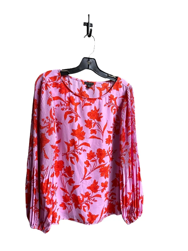Overstock Top Long Sleeve By Ann Taylor In Floral Print, Size: S