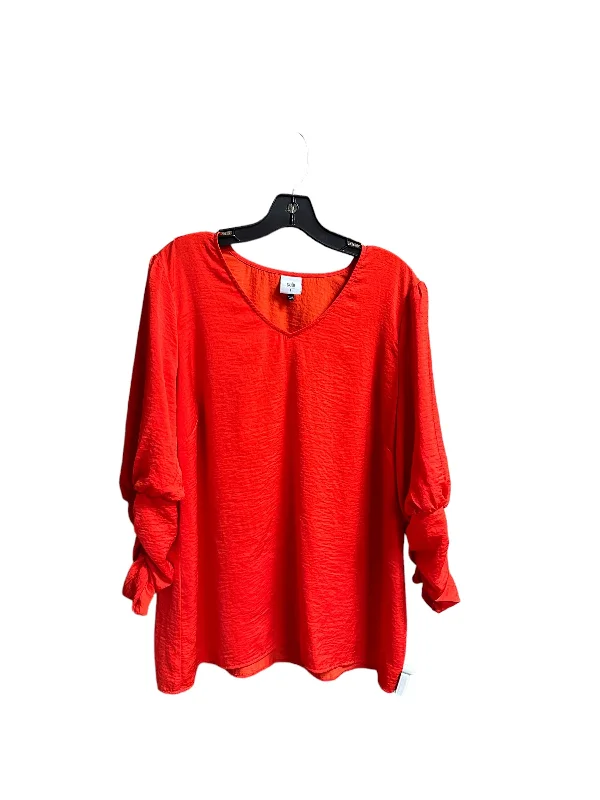 Stock Clearance Top Long Sleeve By Cabi In Red, Size: L