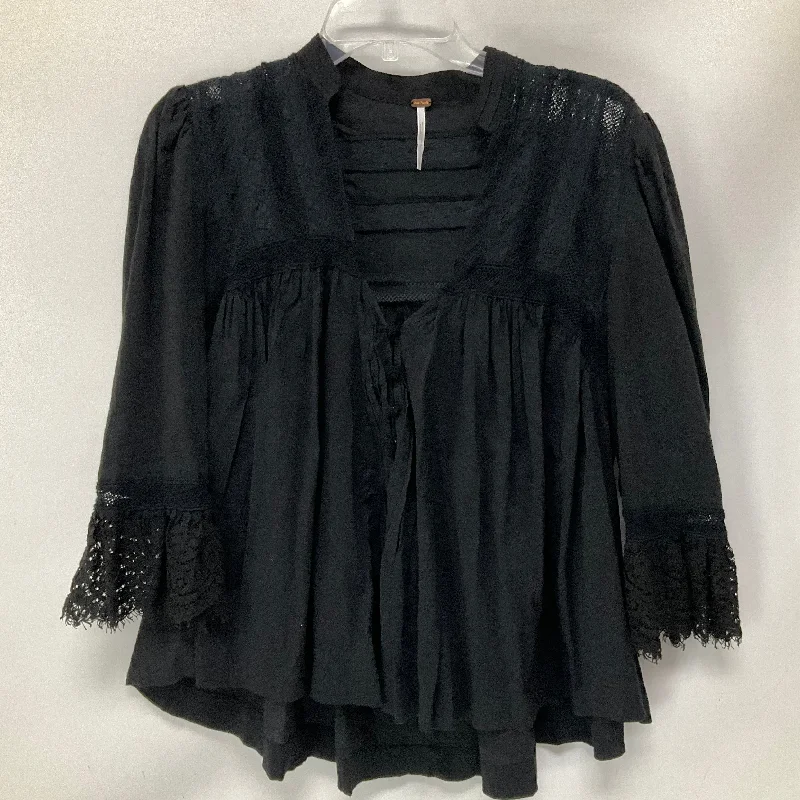 Don't Miss Top Long Sleeve By Free People In Black, Size: S