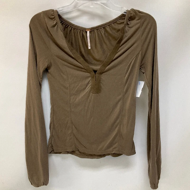 Final Clearance Top Long Sleeve By Free People In Brown, Size: Xs