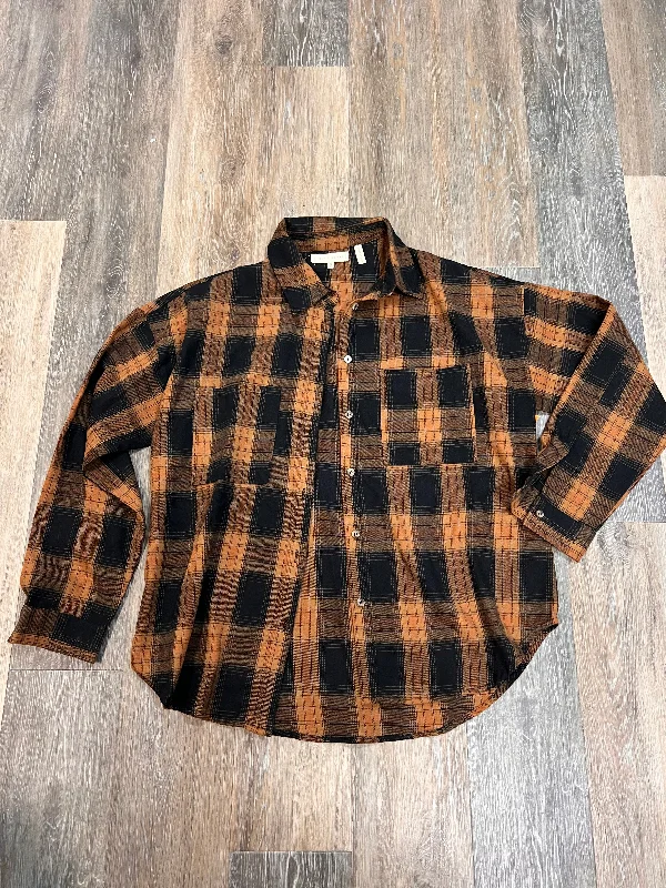 Deal of the Week Top Long Sleeve By Gilded Intent In Plaid Pattern, Size: M
