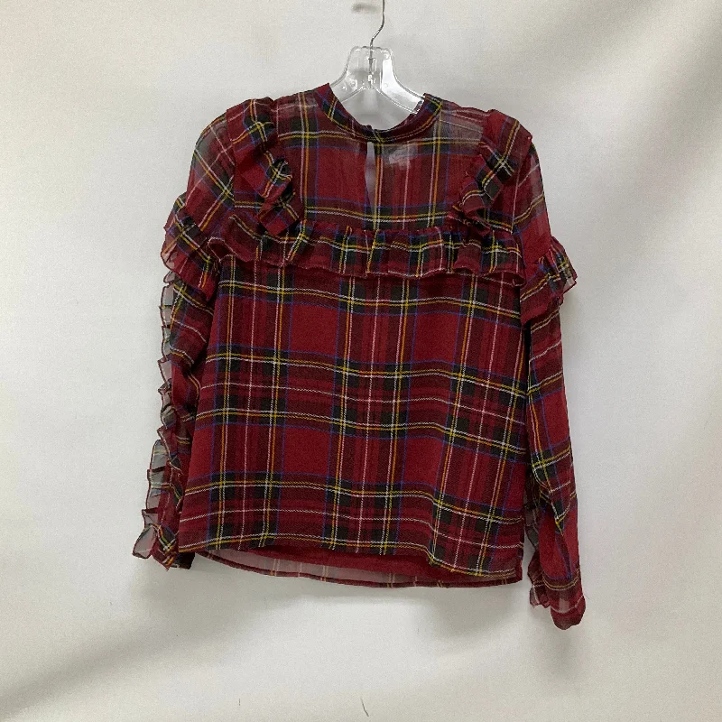 Sale Event Top Long Sleeve By Mudpie In Plaid Pattern, Size: S