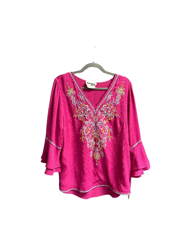 Super Deal Top Long Sleeve By Savanna Jane In Floral Print, Size: L