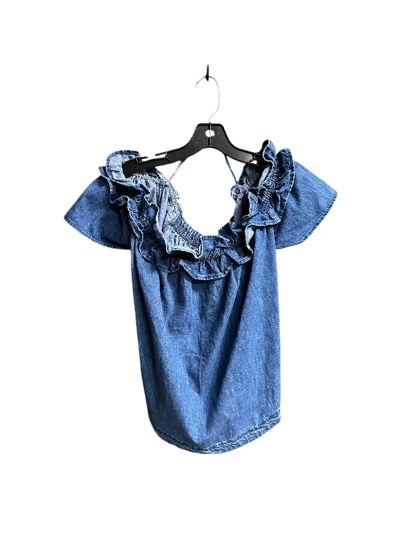 Markdowns Top Short Sleeve By Free People In Blue Denim, Size: M